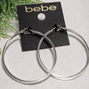 bebe Silver Textured Hoop Earrings